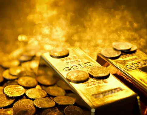 une piece d or sur lignots d'or